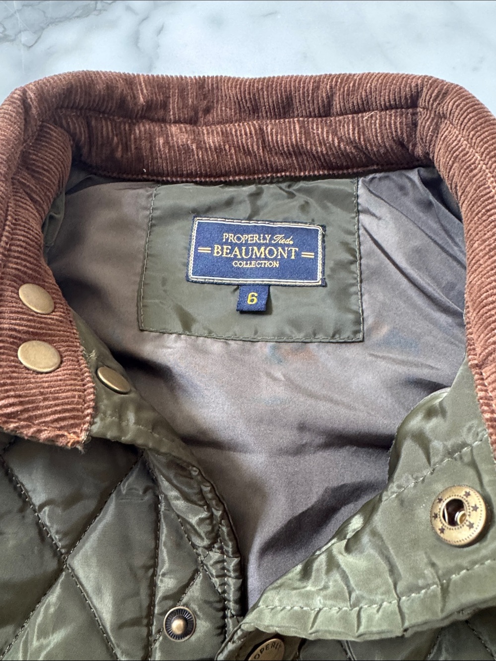 Properly Tied Quilted Vest with Corduroy Collar - Picture 2 of 4